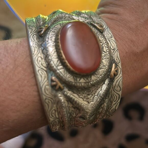 Turkemann Carnelian Tribal Cuff Bracelet - Picture 3 of 4